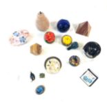 Selection of assorted paperweights etc