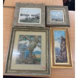Selection of framed paintings, signed largest measures approximately 19 inches tall 17 inches wide