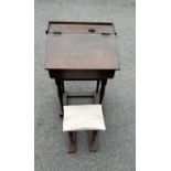 Vintage child's school desk , with folding seat, approximate measurements: Height 25 inches, Width