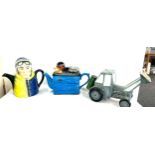 Selection of novelty tea pots includes swinside ceramics tea pot, james herriots tractor fergie