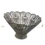 Vintage white metal Filigree bowl, marks to base 4 inches tall diameter 6.5 inches