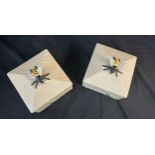 2 Crown devon bee honey comb design lidded boxes