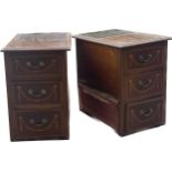 2 Mahogany inlaid 3 drawer side tables