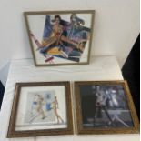 3 Gilt framed signed erotic prints, one by Andrew carney largest measures approximately 13 inches