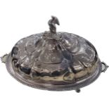 Large silver plated heated tureen measures approximately 18 inches tall 26.5 inches wide 14 inches