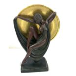 Art deco style lady figure, approximate measurements: Height 16 inches, Base 7 inches