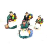 Royal Doulton figures, The Balloon man and The old Balloon seller, The Balloon Girl and royal