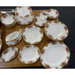 Selection of Royal Albert old country rose pottery includes cake stand, gravy boat, plates etc