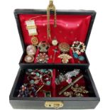 Selection vintage and later ladies costume jewellery to include watch face, scarab beetle cufflinks,