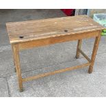 Antique school desk measures approximately 28 inches tall 42 inches wide 17 inches depth