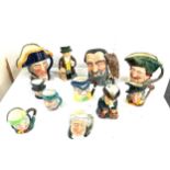 Selection of Toby jugs to include ' Roy Kirkham' ' Lord Nelson' etc some Royal Doulton