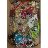 Box of vintage costume jewellery