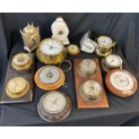 Selection of vintage and later clocks, barometer etc