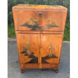 Walnut hand painted oriental drinks cabinet from the Rivington cabinet company measures