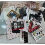 Selection of craft items includes sheena stensils, tag jewellery kit, photo frames, double sided
