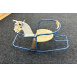 Vintage wooden and metal childs rocking horse