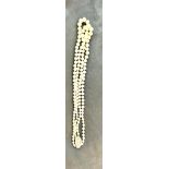 Unmarked 9ct gold georgian pearl necklace with plaited hair clasp