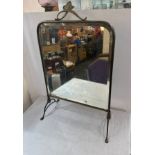 Art nouveau style brass free standing framed mirror, measures approximately 29 inches tall 17.5
