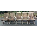 Set of five teak folding garden chairs