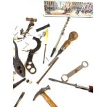 Selection of vintage tools includes pocket knife, cork screw etc