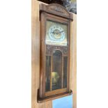 Edwardian 2 key hole wall clock measures approximately 36 inches tall 14 inches wide 6.5 inches