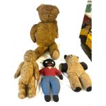 Selection of vintage teddies includes straw filled, robertsons etc