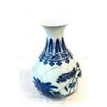 Chinese blue and white oriental vase, damaged, height approximately 13.5 inches