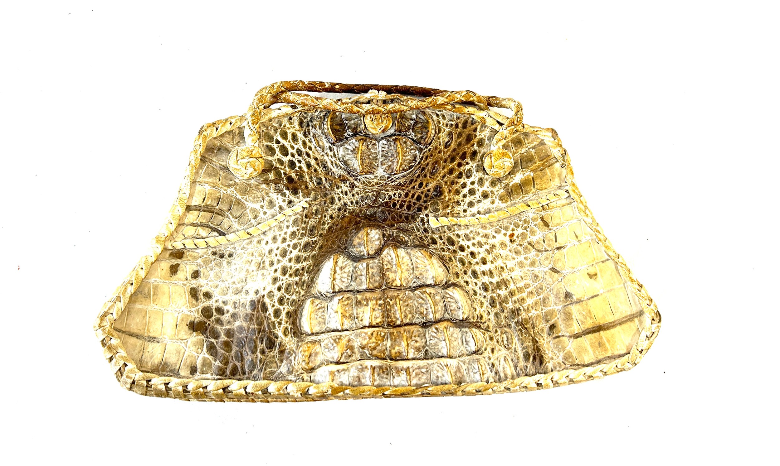 vintage crocodile skin bag measures approximately 13 inches wide 7 inches tall - Image 2 of 4