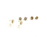 Selection of 9ct gold stud stone set earrings