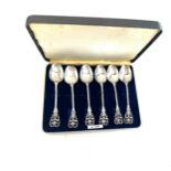Cased set of 6 silver tea spoons, hallmarked