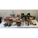 Large selection of miscellaneous to include pottery, trinket egg, candle harbourer etc