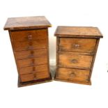 2 Miniature antique chest of drawers 13 inches tall 8 inches wide 8 inches depth