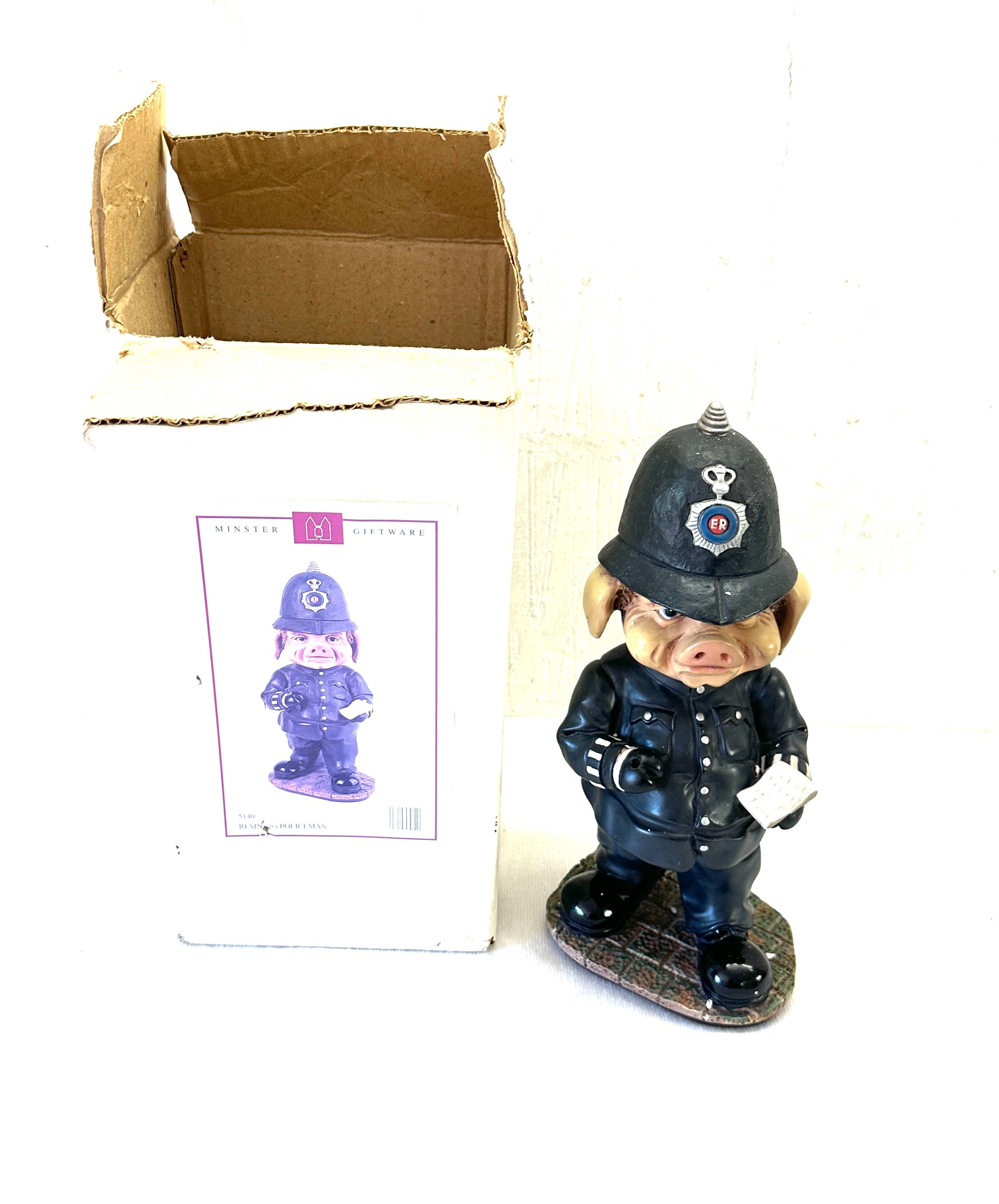 Vintage resin pig policeman figure measures approx 13 inches tall
