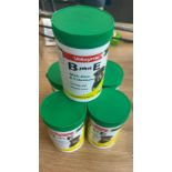 Five jars of Vetzyme bplusE dog vitamin tablets, 200 tablets in each jar