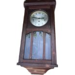Oak 3 Keyhole wall hanging clock, with pendulum and key, approximate measurements: Height 29 inches,