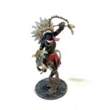 Cold painted bronze native american/ plains indian figure on base, 10 inches tall