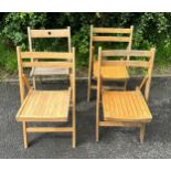 Four folding chairs one E.A Clare and Sons