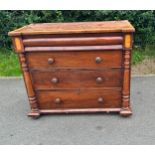 Mahogany 4 drawer scotch chest measures approx 36 inches high by 42 inches wide and 21 inches deep