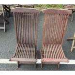 Pair of teak folding garden chairs from The Kent Collection