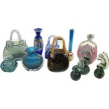 Selection vintage coloured glass handbags, madina pieces etc