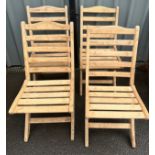 Set of four teak Alexander Rose folding garden chairs