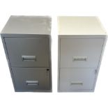 Two metal two drawer lockable filing cabinets with keys measures approx 26 inches tall by 16