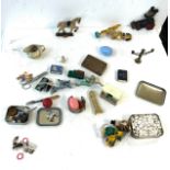Selection of miscellaneous items includes wooden Micky Mouse, Plastic babychamfigure etc