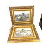 2 Vintage gilt signed framed sheep prints measures approximately 15 inches tall 19 inches wide