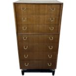 60's G plan E.Gomme seven drawer chest measures approx 50 inches tall by 24 inches wide and 16