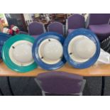 Pair of blue outdoor lights + 1 other, measures approximately 22 inches long 18 inches diameter
