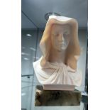 Giannelli Mary bust figure on onyx stand, 9 inches tall