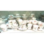 Selection of vintage cups, saucers, cake plates to include Royal Stafford etc