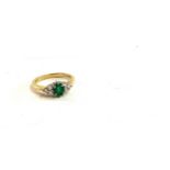 Ladies 18ct gold emerald and diamond dress ring 3.5 grams Ring size N