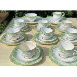 Vintage Phoenix China tea set, made by TF & S Ltd, comprising 8 trios, milk jug, sugar bowl, 2